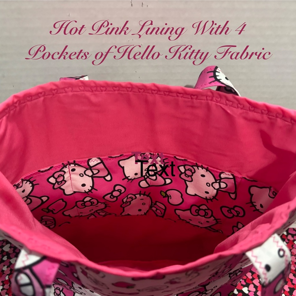 LOVE THAT HELLO KITTY APPLES QUILTED TOTE & CROSSBODY PHONE POUCH - Picture 3 of 7